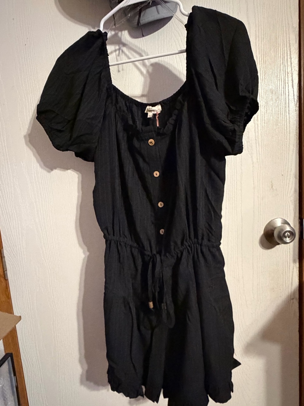 NWT Entro Black Button-Front Gauze Romper Size M